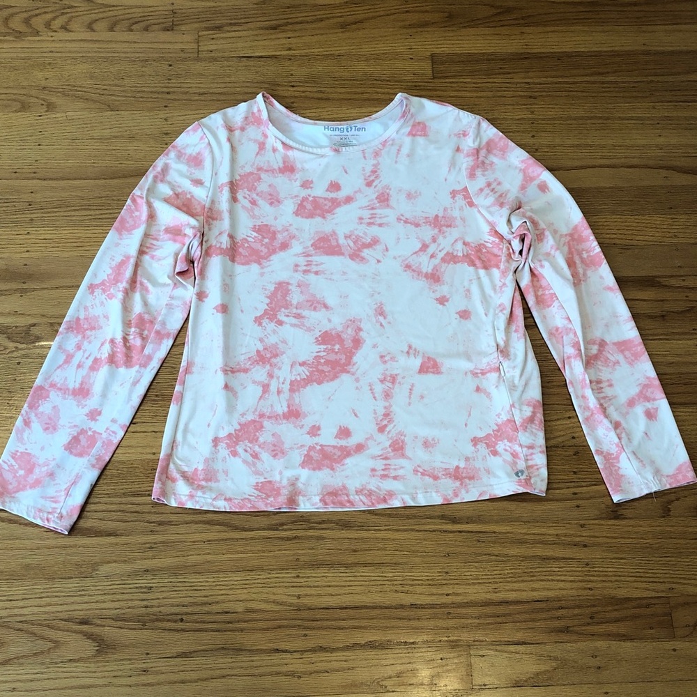 Hang Ten White and Light Pink Tie-Dye Long Sleeve Shirt